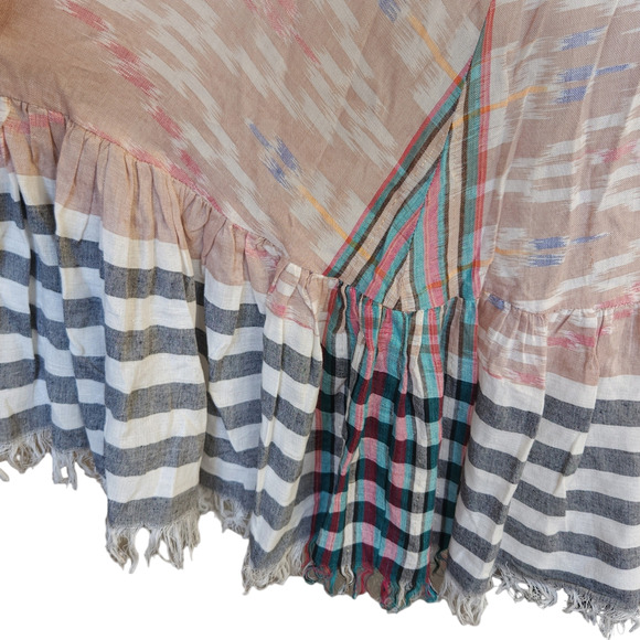 ERIKA PENA Tribal E Margarita Long Ikat maxi ruffle fringe dress in caffe XS NEW - Picture 5 of 8